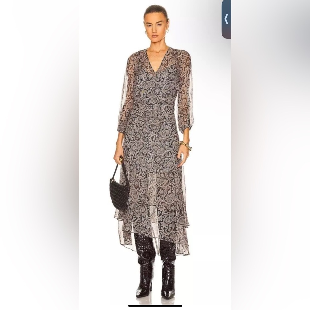 NWT $748 VERONICA BEARD Quinlan Sheer Silk Chiffon Floral Paisley Midi